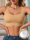 1 pieza sujetador sin costuras de unicolor para mujer