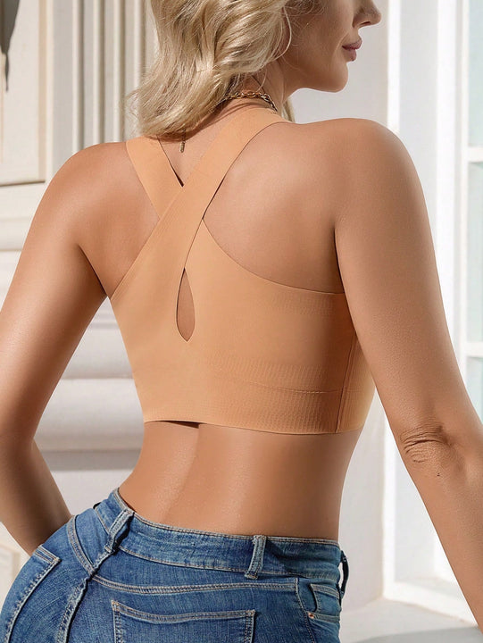 1 pieza sujetador sin costuras de unicolor para mujer