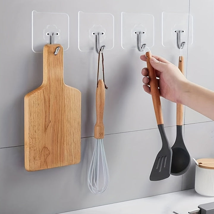 10 ganchos adhesivos de alta resistencia, juego de ganchos de metal de montaje en pared a prueba de agua, organizador de moda sin taladrar para baño, cocina y almacenamiento en el hogar.