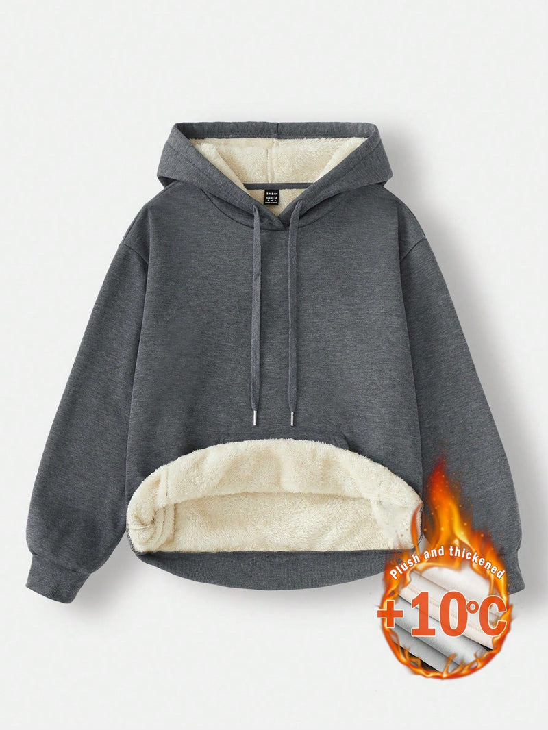 Ezwear sudadera de forro polar gruesa con estampado gris "nope not today" para mujer, adecuada para otono/invierno