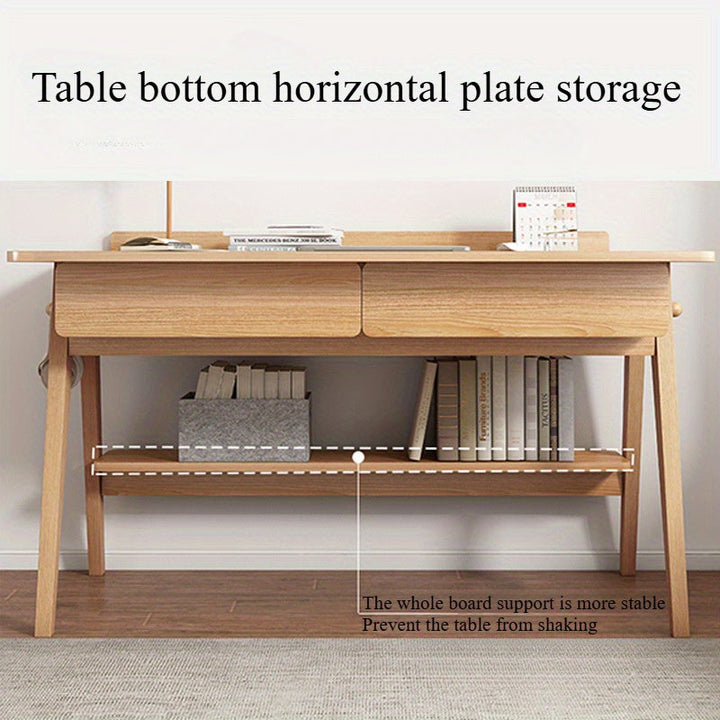Escritorio moderno de madera con cajones, mesa de estudio multiusos, estación de trabajo para computadora, escritorio de escritura, estante de almacenamiento para oficina en casa, montaje en el piso, diseño de estante en capas