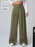 Ezwear pantalones de mujer plisados en color solido