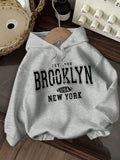 Attitoon sudadera holgada de capucha con estampado grafico de nueva york brooklyn, de ajuste suelto y gruesa, adecuada para otono/invierno, de estilo casual y sencillo para mujer