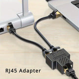 Adaptador Ethernet RJ45 - Divisor de Puertos para Cables LAN, Expansión de 1 Puerto a 2 Puertos, Negro y Dorado, Compatibilidad Inteligente, Sin Batería Necesaria, Conectividad Red | Diseño Compacto | Material de Cable Robusto
