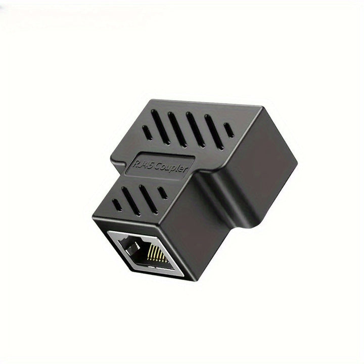 Adaptador Ethernet RJ45 - Divisor de Puertos para Cables LAN, Expansión de 1 Puerto a 2 Puertos, Negro y Dorado, Compatibilidad Inteligente, Sin Batería Necesaria, Conectividad Red | Diseño Compacto | Material de Cable Robusto