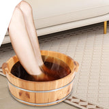 Bañera de Madera Elegante para Remojo de Pies con Soportes Metálicos - Altura de 16.0cm, Diámetro de 39.88cm | Uso Versátil para Baños de Pies Cálidos Relajantes, Lavado de Cara y Más | Experiencia de Spa en Casa Duradera, Esenciales para el Spa en Casa