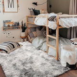 1pc Alfombra de Estilo Nórdico Tie-Dye, Alfombra Suave y Peluda para Sala de Estar o Dormitorio, Lujosa en Gris y Blanco, Solo Limpieza en Seco, Ideal para Decoración del Hogar y Acento de Habitación, Alfombras para Sala de Estar