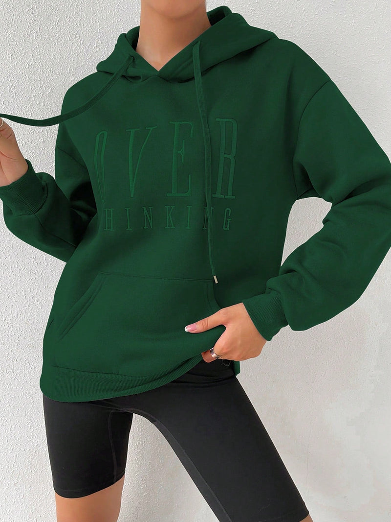 Moosta sudadera holgada de manga larga con capucha, estampado de "women over thinking", estilo casual, para otono/invierno