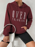 Moosta sudadera holgada de manga larga con capucha, estampado de "women over thinking", estilo casual, para otono/invierno