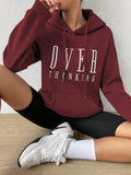 Moosta sudadera holgada de manga larga con capucha, estampado de "women over thinking", estilo casual, para otono/invierno