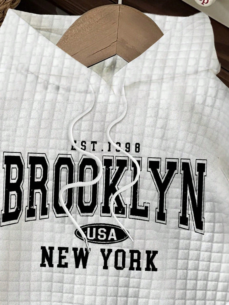 Attitoon sudadera holgada de capucha con estampado grafico de nueva york brooklyn, de ajuste suelto y gruesa, adecuada para otono/invierno, de estilo casual y sencillo para mujer