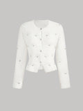 Aveloria rosie elegante y chic cardigan suelto con adorno de strass esponjoso