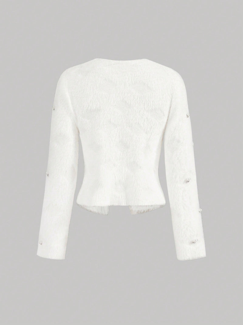 Aveloria rosie elegante y chic cardigan suelto con adorno de strass esponjoso