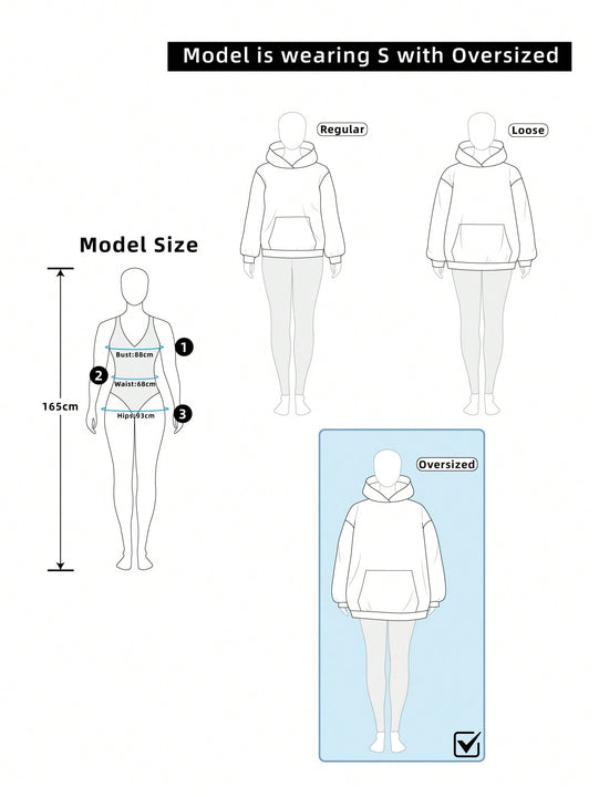 Ezwear sudadera holgada con capucha de estilo deportivo minimalista casual con patron de letra de mexico, para mujer, otono/invierno