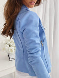 Chaqueta casual ajustada con cuello alto, cremallera y botones decorativos, abrigo corto