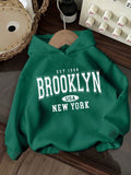 Attitoon sudadera holgada de capucha con estampado grafico de nueva york brooklyn, de ajuste suelto y gruesa, adecuada para otono/invierno, de estilo casual y sencillo para mujer