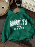 Attitoon sudadera holgada de capucha con estampado grafico de nueva york brooklyn, de ajuste suelto y gruesa, adecuada para otono/invierno, de estilo casual y sencillo para mujer