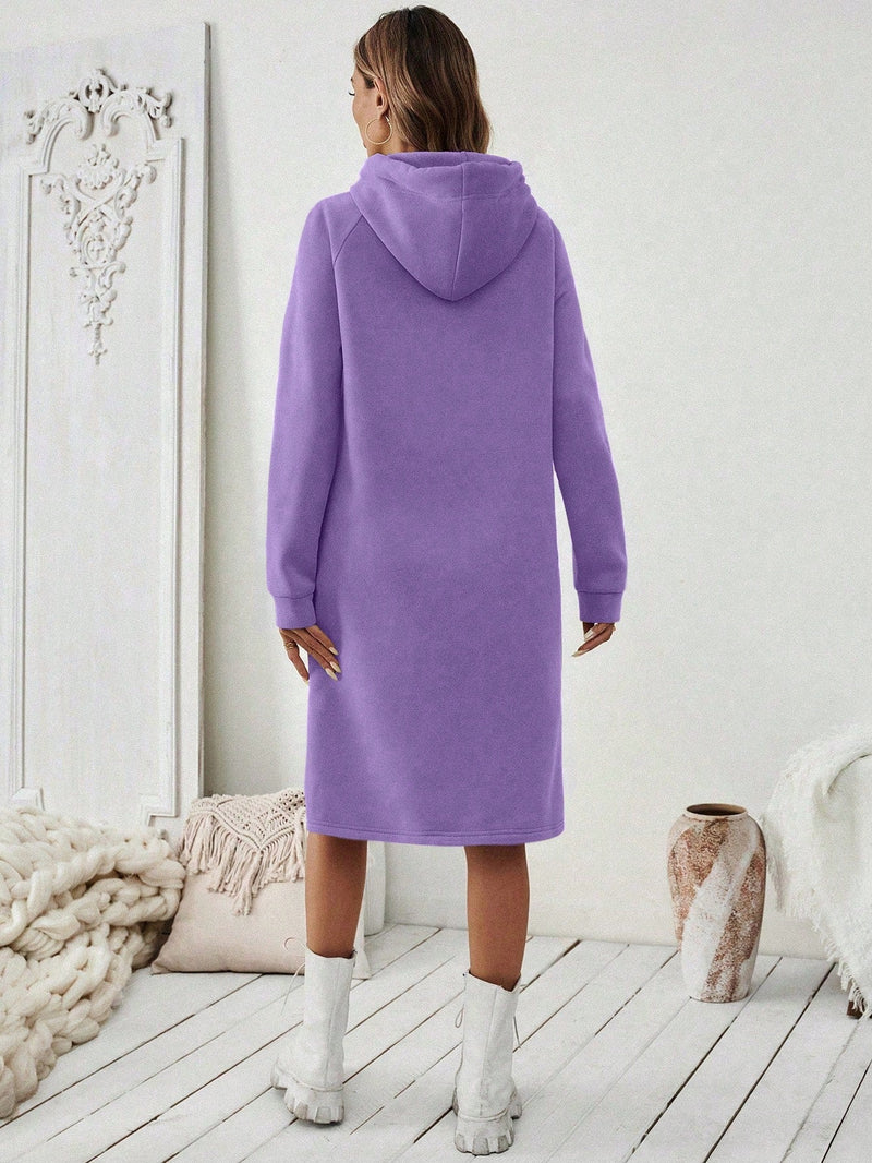 Essnce 1 pieza vestido-sudadera con capucha de felpa de manga larga con cordon de mujer, casual, para otono/invierno