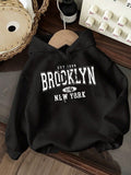 Attitoon sudadera holgada de capucha con estampado grafico de nueva york brooklyn, de ajuste suelto y gruesa, adecuada para otono/invierno, de estilo casual y sencillo para mujer