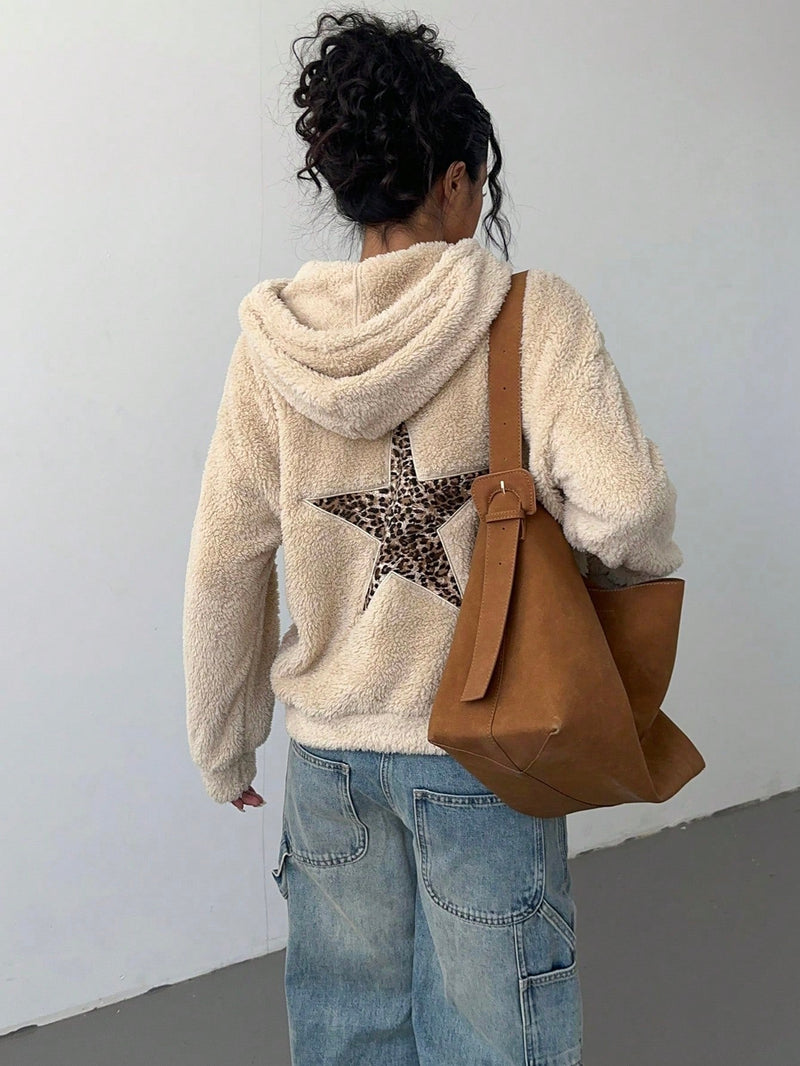 Comfortcana sudadera con capucha para mujer con estampado grafico de estrellas de lamina, para otono e invierno