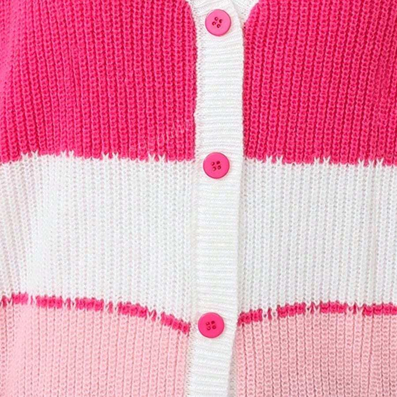 1 pieza cardigan de punto de manga larga con de color rosa, casual y elegante, para ninas, otono