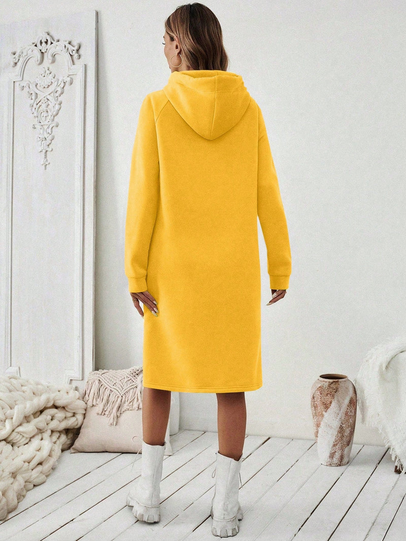 Essnce 1 pieza vestido-sudadera con capucha de felpa de manga larga con cordon de mujer, casual, para otono/invierno