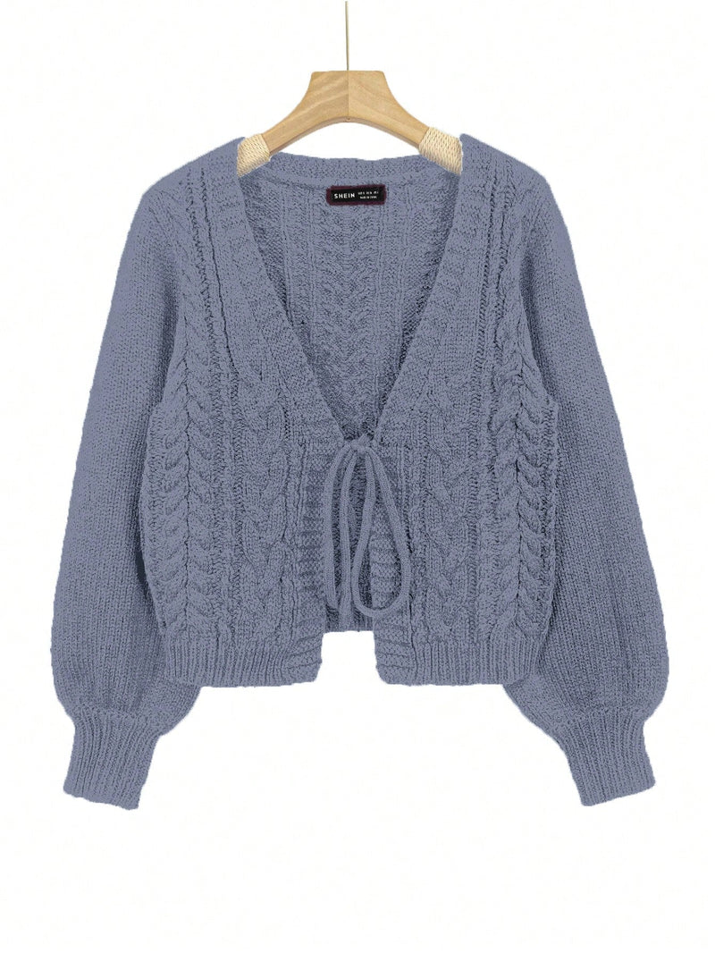 Moosta cardigan casual suelto de unicolor de manga larga con lazada delante para mujer, otono/invierno