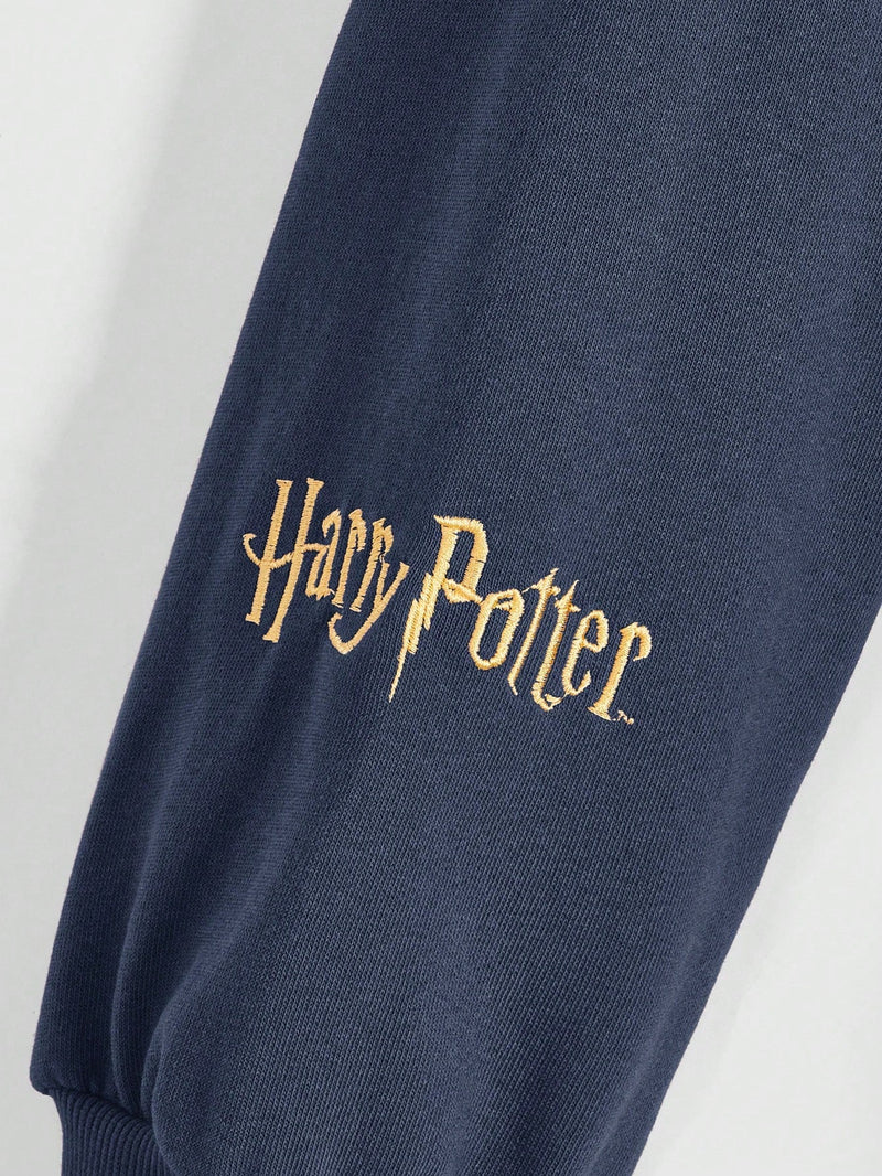 Harry potter | romwe sudadera con capucha de mujer informal, de gran tamano, con bolsillo tipo canguro, estampado de letras y insignias de animales, y cordon ajustable