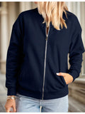 Hoteel chaqueta tipo sueter informal de manga larga con bolsillo y cremallera y tapeta para mujer