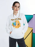 Adventure time x  sudadera con capucha suelta de mujer con bolsillo tipo canguro, estampado de dibujos animados y letras, y hombros caidos