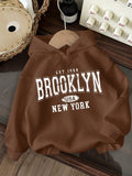 Attitoon sudadera holgada de capucha con estampado grafico de nueva york brooklyn, de ajuste suelto y gruesa, adecuada para otono/invierno, de estilo casual y sencillo para mujer