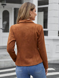 Lune chaqueta ajustada con solapa de color marron casual de mujer, otono