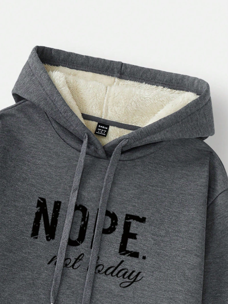 Ezwear sudadera de forro polar gruesa con estampado gris "nope not today" para mujer, adecuada para otono/invierno