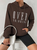 Moosta sudadera holgada de manga larga con capucha, estampado de "women over thinking", estilo casual, para otono/invierno