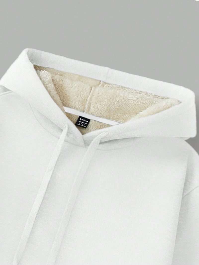 Ezwear sudadera holgada casual de cuello alto con media cremallera, estampado de la letra california, color blanco, con cordon ajustable, esponjosa y gruesa, apropiada para otono/invierno