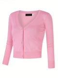 Yesfashion sueter tipo cardigan informal de punto con mangas 3/4 y corte tipo bolero abierto al frente para mujer