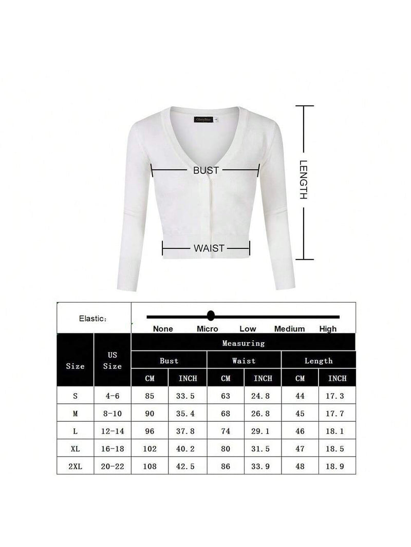 Yesfashion sueter tipo cardigan informal de punto con mangas 3/4 y corte tipo bolero abierto al frente para mujer