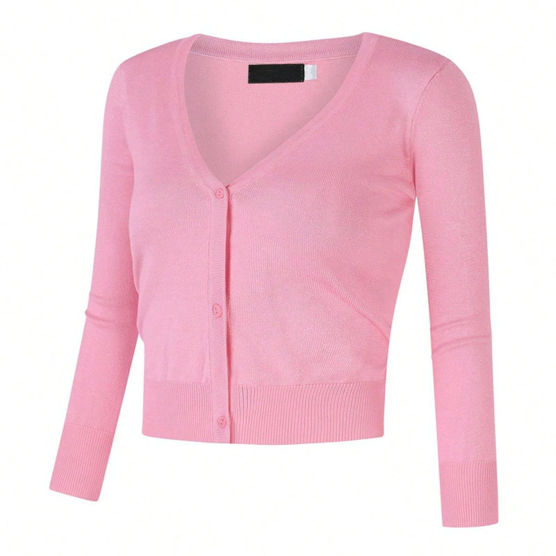 Yesfashion sueter tipo cardigan informal de punto con mangas 3/4 y corte tipo bolero abierto al frente para mujer