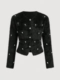 Aveloria rosie elegante y chic cardigan suelto con adorno de strass esponjoso