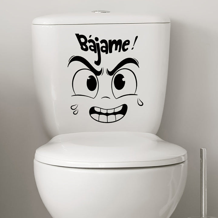 1 pieza de Calcomanía para Tapa de Inodoro con Expresión Creativa en Español BRUP - "¡Súbeme!" Diseño de Cara de Dibujos Animados, Pegatina Fácil y Extraíble de PVC para Baño, Dormitorio, Sala de Estar, Decoración de Porche, Adhesivos para Inodoros