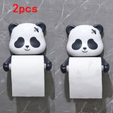 Portarrollos de Papel Higiénico con Diseño de Panda Adorable para Montaje en Pared - Autoadhesivo Sin Taladro, Decoración Duradera y Pintada para Baños y Cocinas, Accesorios y Estilo Caprichoso, Construcción Robusta, Accesorio Hogareño Divertido