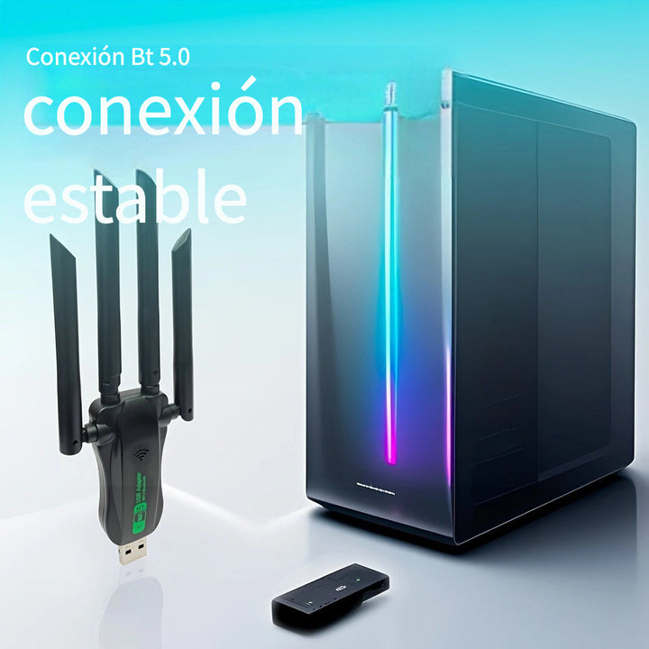 Adaptador inalámbrico dual banda Vszapower con doble modo (BT/WIFI) y alimentación por USB para PC, portátil, tableta - Conecta auriculares inalámbricos, altavoces, teclados, ratones y más, compatible con Windows, Mac, Android, conectividad de tableta, d