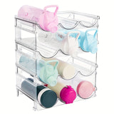 Organizador de Botellas y Vinos Apilables Transparente en Paquetes de 2/3/4 - Almacenamiento Duradero y Ahorrador de Espacio para Armarios de Cocina, Estantes, Encimeras - Sostiene Múltiples Botellas, Vasos, Tarros (Montaje Fácil)