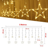 Extensión Luces Led Estrella X3 Metros Luz Navidad Cálida C2024