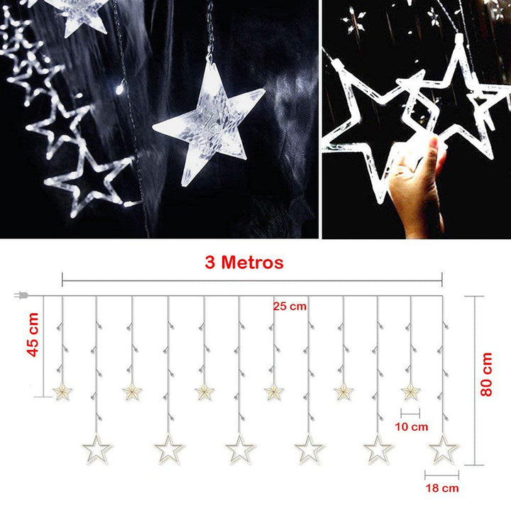 Extensión Luces Led Estrella X3 Metros Luz Navidad Blanco C2023