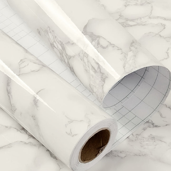 1pc Papel Pintado Autoadhesivo Impermeable - 40cm x 100cm, Patrón de Mármol Negro Brillante, Pegatina de Salpicadero de Cocina a Prueba de Aceite para Armarios, Encimeras y Paredes, Fácil de Cortar y Aplicar