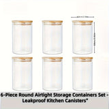 Juego de 6 Tarros de Vidrio con Sello, Frascos para Especias, Recipientes Redondos Vacíos, Tarritos Gruesos, Ideales para Condimentos, Café en Grano, Té y Hierbas