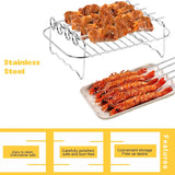 6pcs Accesorios para Freidora de Aire de Doble Cesta para Ninja DZ201 Foodi y Otros Freidoras de Aire DualZone de 8QT-10QT, Incluye Juego de Rejillas para Freidora de Aire - 2 rejillas y juego de 4 brochetas