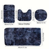 Juego de 4 alfombras de lujo con diseño tie-dye, suaves para interiores, elegante forma rectangular y en U, ideales para baños, entradas de baño y puertas de habitaciones