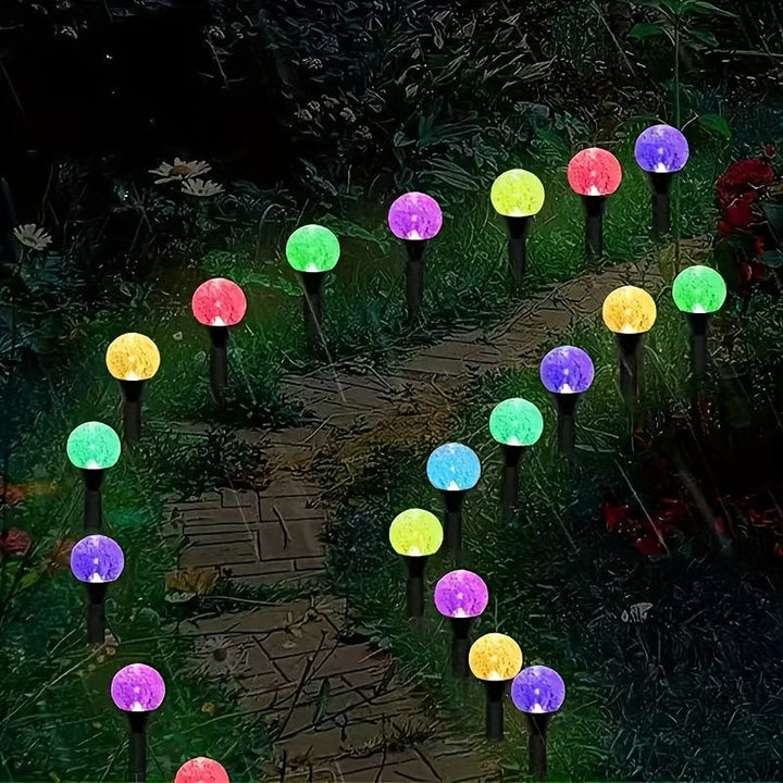 Lámpara de Inserción en el Suelo con Bolas Acrílicas Solares, Cadena de Luz Exterior de 30 Piezas para Jardín y Patio, Decoración de Villa con Ambiente Especial, Resistente al Salpicadero IP44